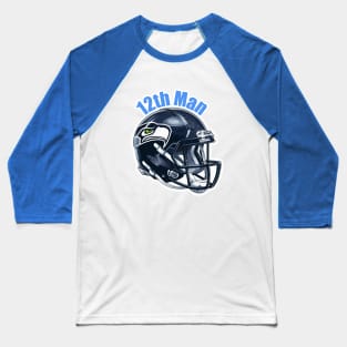 Seattle Seahawks 12th Man Helmet Baseball T-Shirt